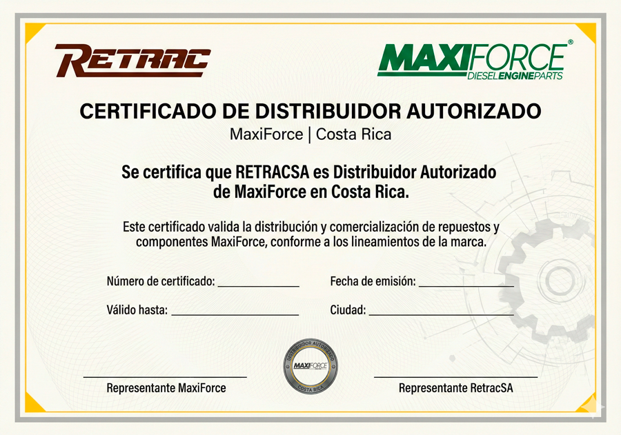 Certificado de distribuidor autorizado MaxiForce